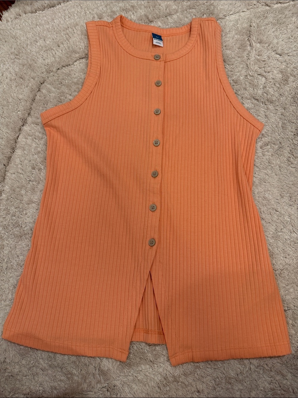 Old Navy Ribbed Button-Front Tank in Peach Orange
